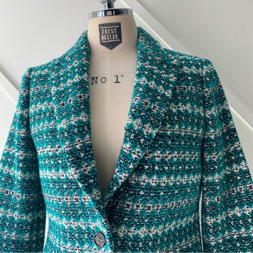 J.Crew Boyfriend Oversized Blazer in Emerald Green Italian Jacquard Wool - 0 - Picture 6 of 17